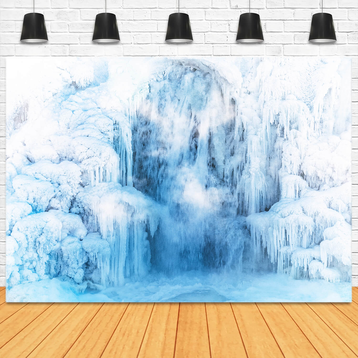 Winter Gefrorener Wasserfall Fotohintergrund M11-54