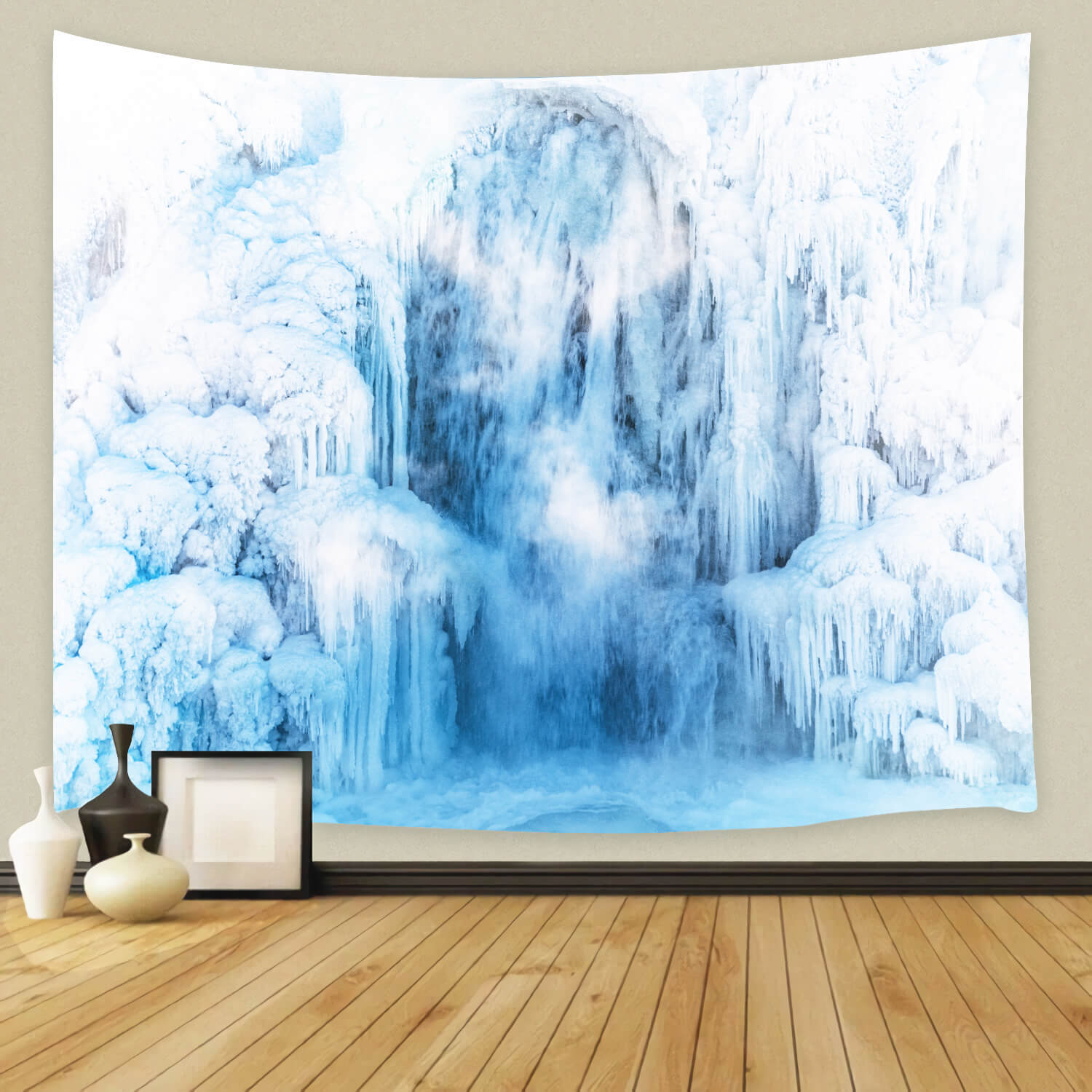 Winter Gefrorener Wasserfall Fotohintergrund M11-54