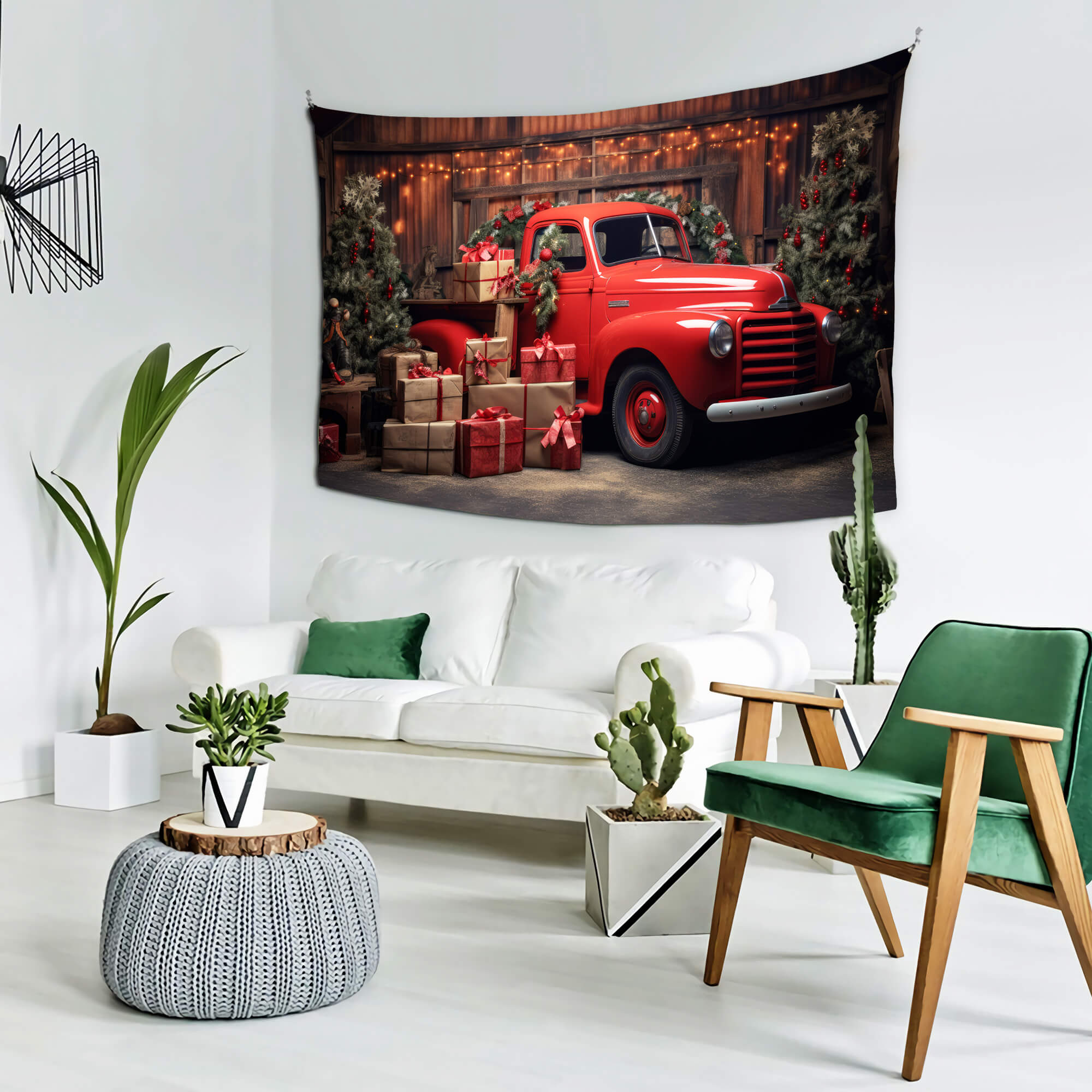 Weihnachtsgeschenk roter LKW Hintergrund für Fotografie M11-56