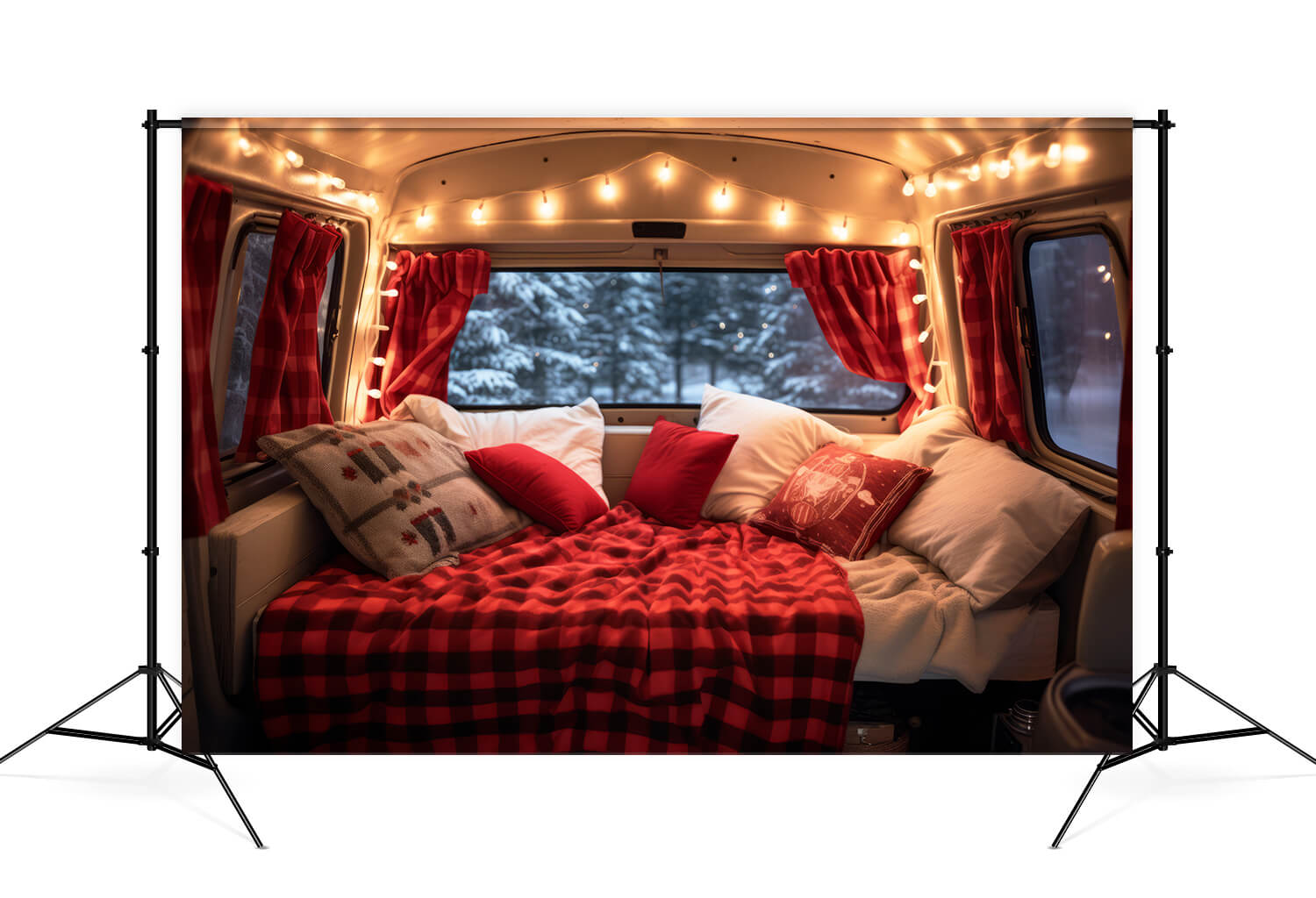 Weihnachten dekoriert rot Camper Van Hintergrund M11-58