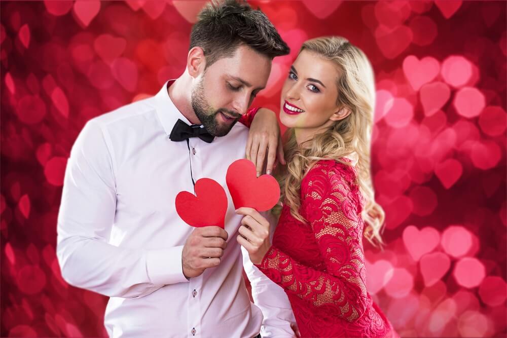 Valentinstag verstreut überall rotes Herz Halo Romantische Liebe Hintergrund M12-09