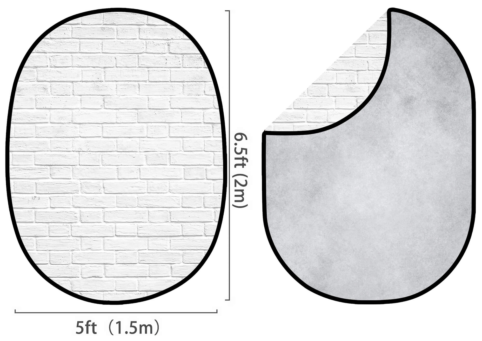 Zusammenklappbare hellgrau/weiß Backsteinmauer Textur doppelseitige Kulisse 1.5x2m M12-78