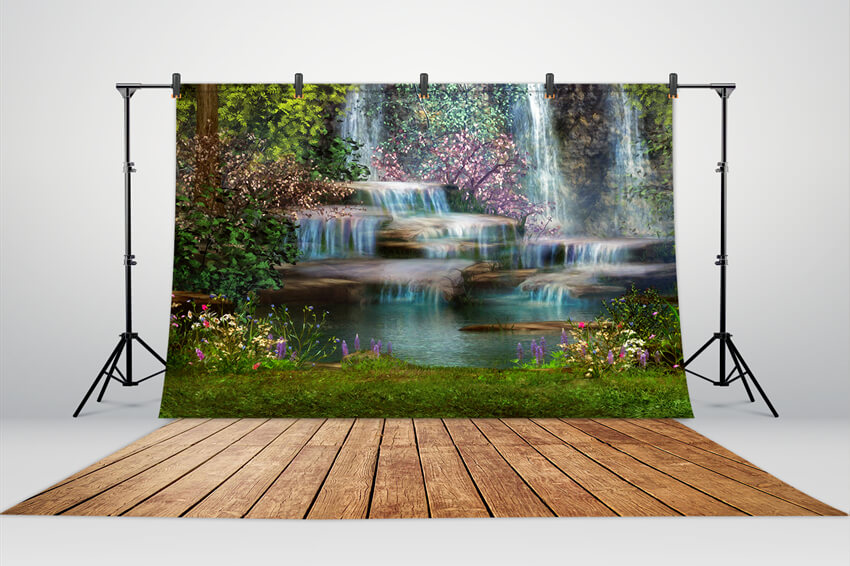 Sommer Wasserfall Wald Natur Landschaft Hintergrund M5-160