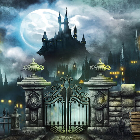 Halloween Vollmondnacht Horror Villa Hintergrund M6-131