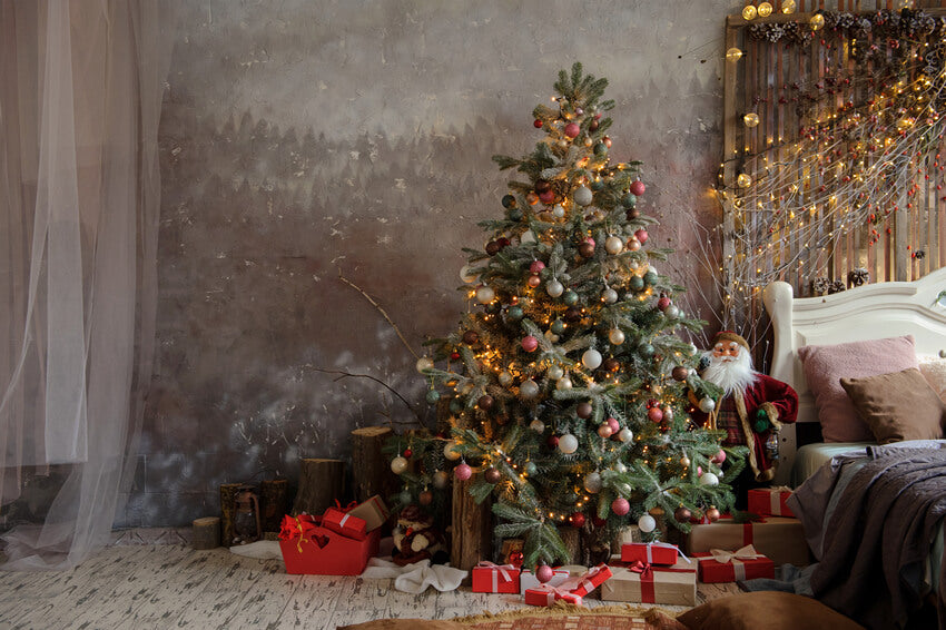 Weihnachtsbaum Geschenkboxen Weihnachtsmann Hintergrund M6-39