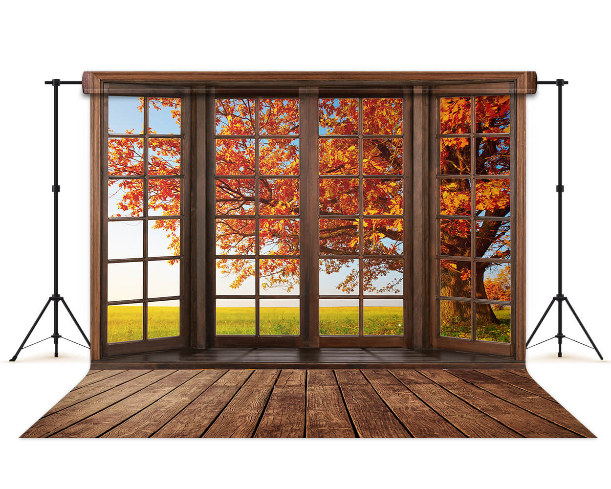 Herbstliche Ahornblätter Fensteransicht Hintergrund M6-40