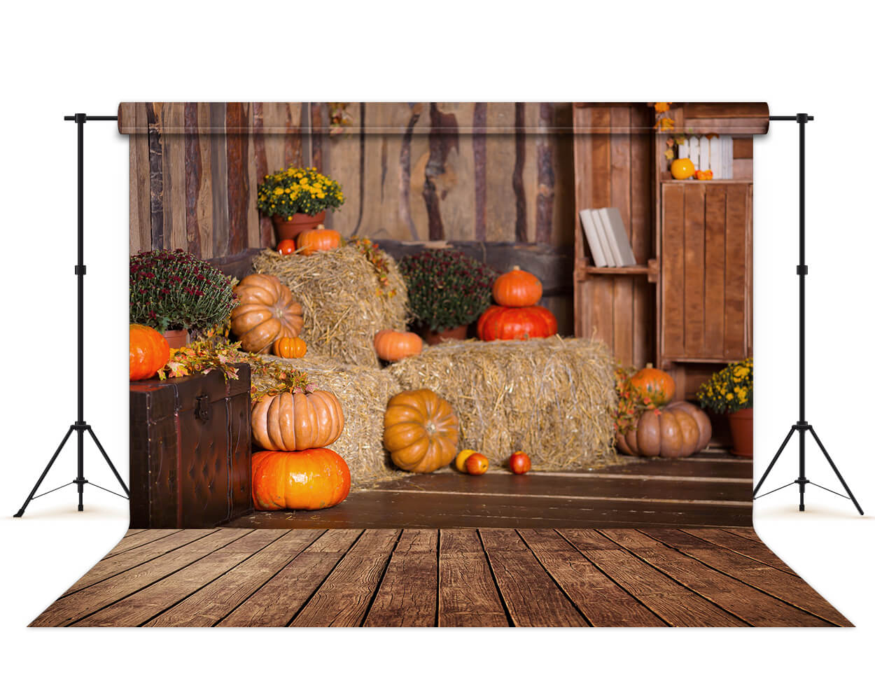 Herbst Scheunen Kürbis Stroh Thanksgiving Hintergrund M6-47