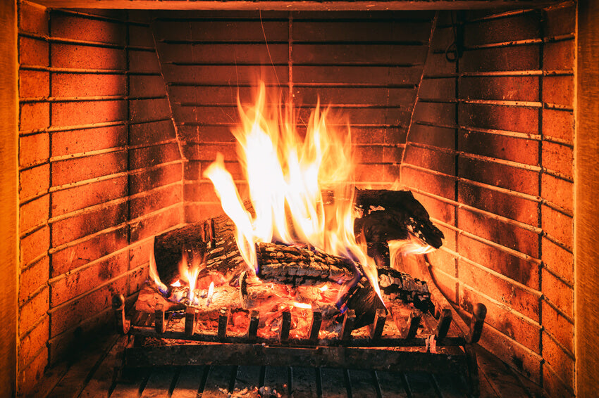 Brennendes Feuerholz Kamin Fotografie Hintergrund M6-79