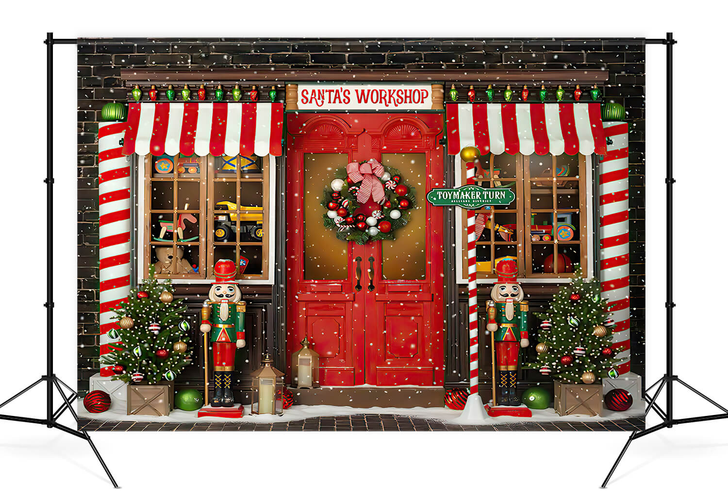 Santa's Workshop Nussknacker Weihnachtshintergrund M6-93