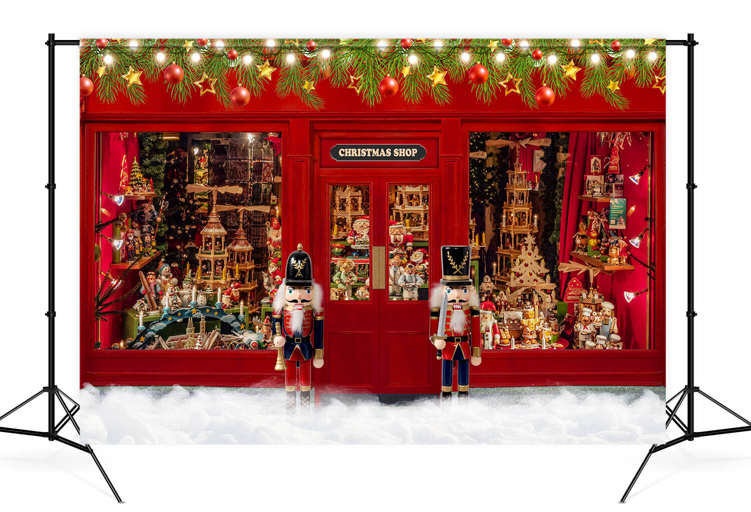 Weihnachten Schaufenster Schnee Nussknacker Hintergrund M6-94