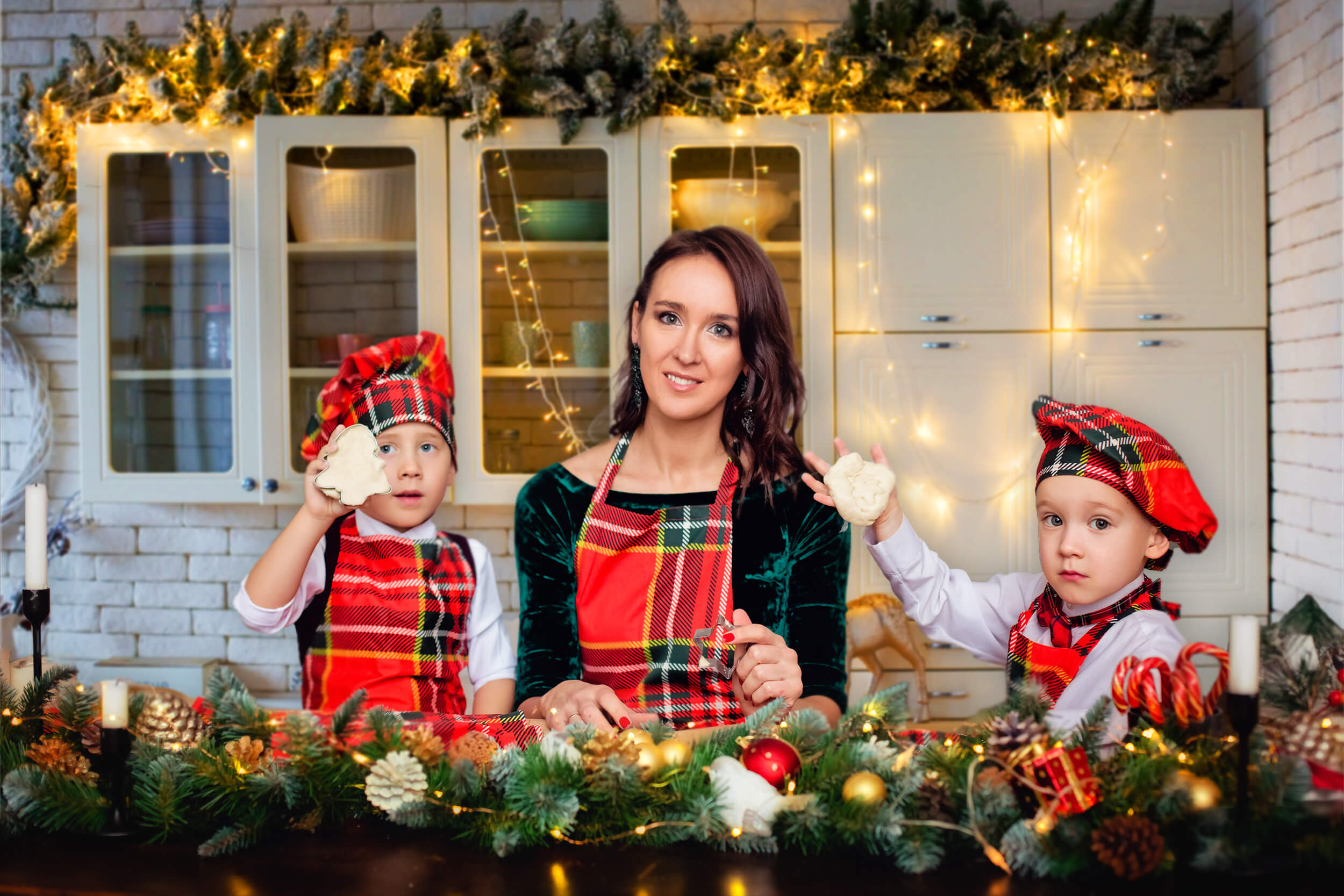 Dekorierter Weihnachtsküchen Fotohintergrund M7-28