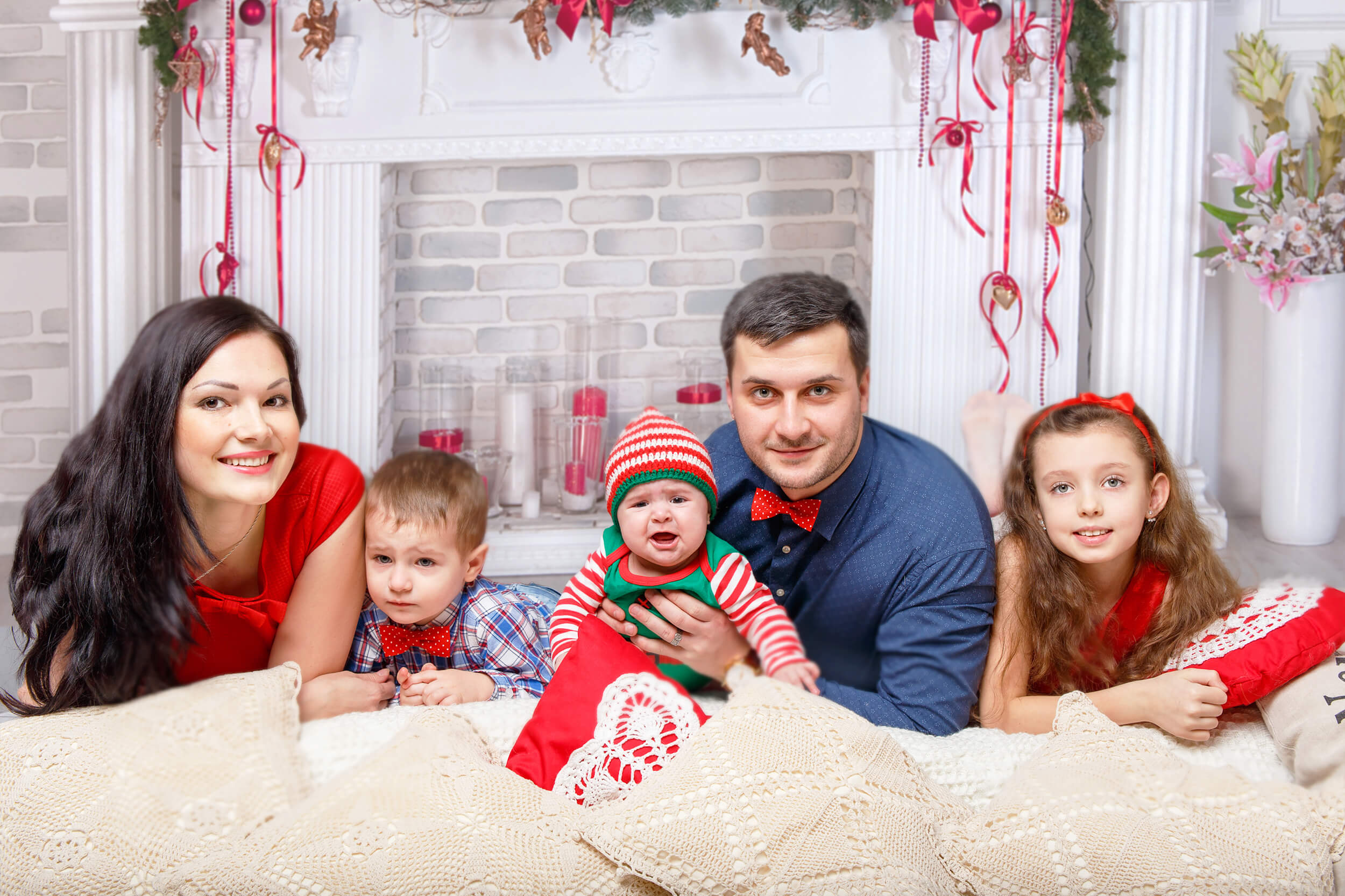 Weihnachts Kaminkranz Fotografie Hintergrund M7-41