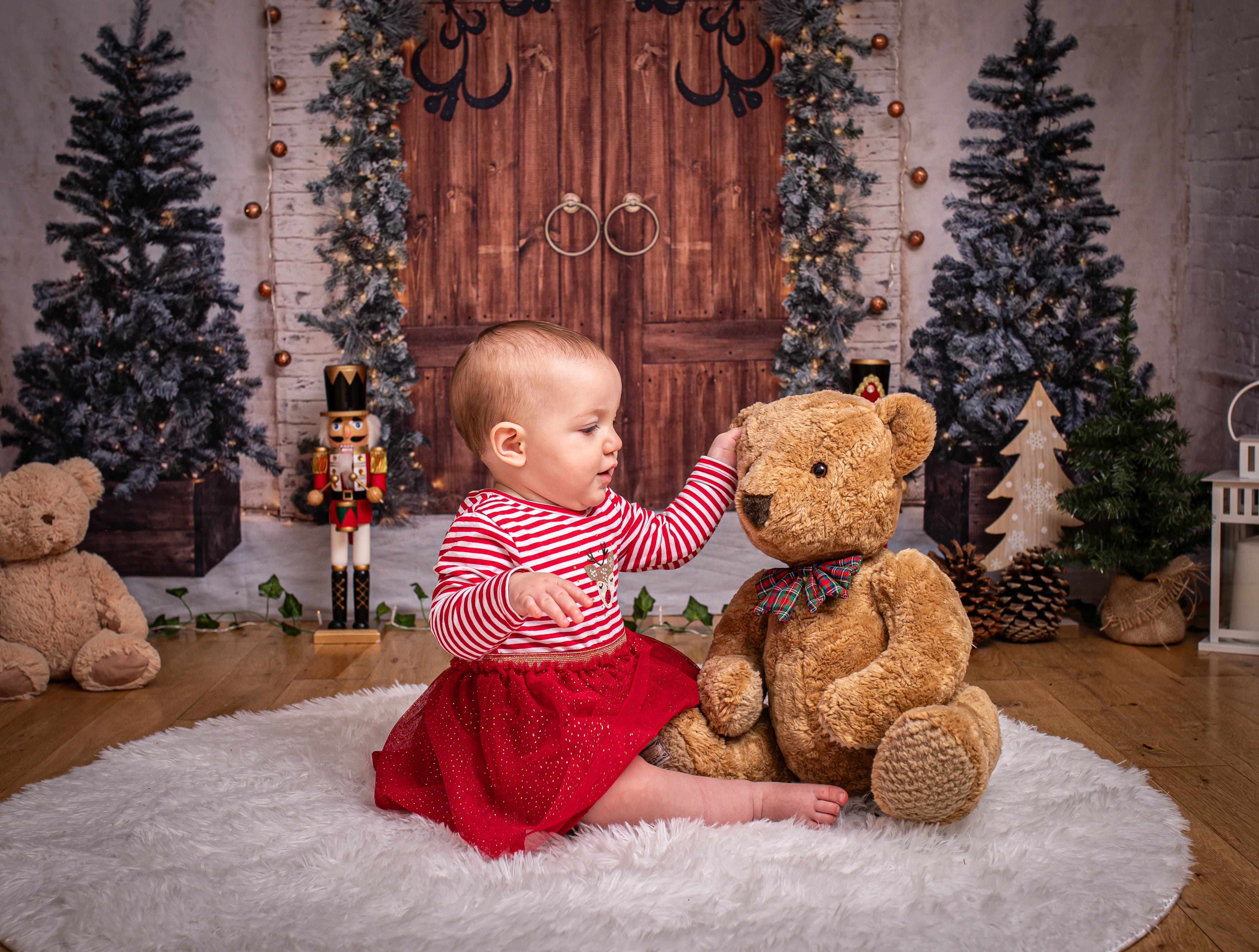 Weihnachtsbaum Holz Tür Wand Hintergrund M7-46