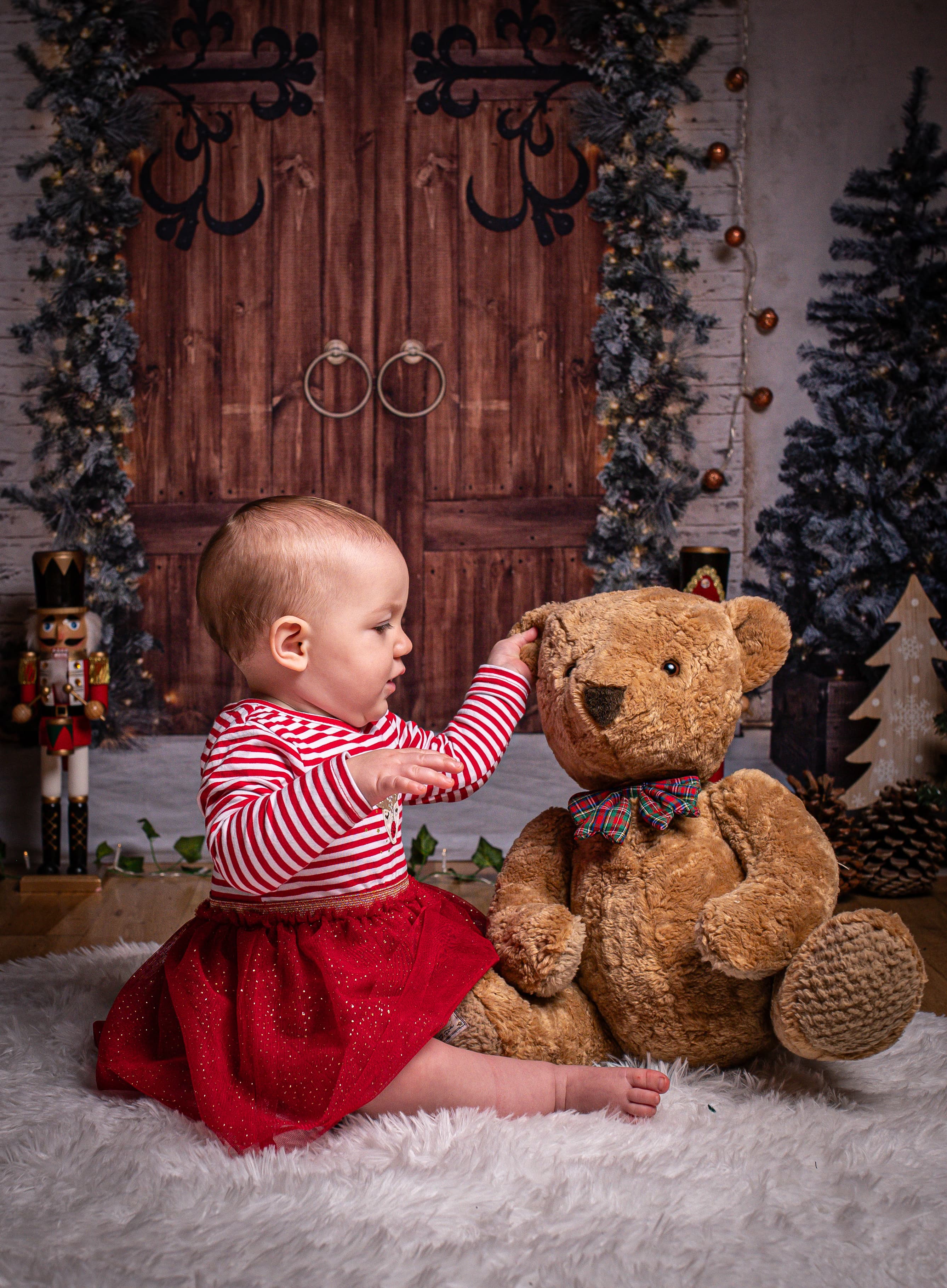 Weihnachtsbaum Holz Tür Wand Hintergrund M7-46