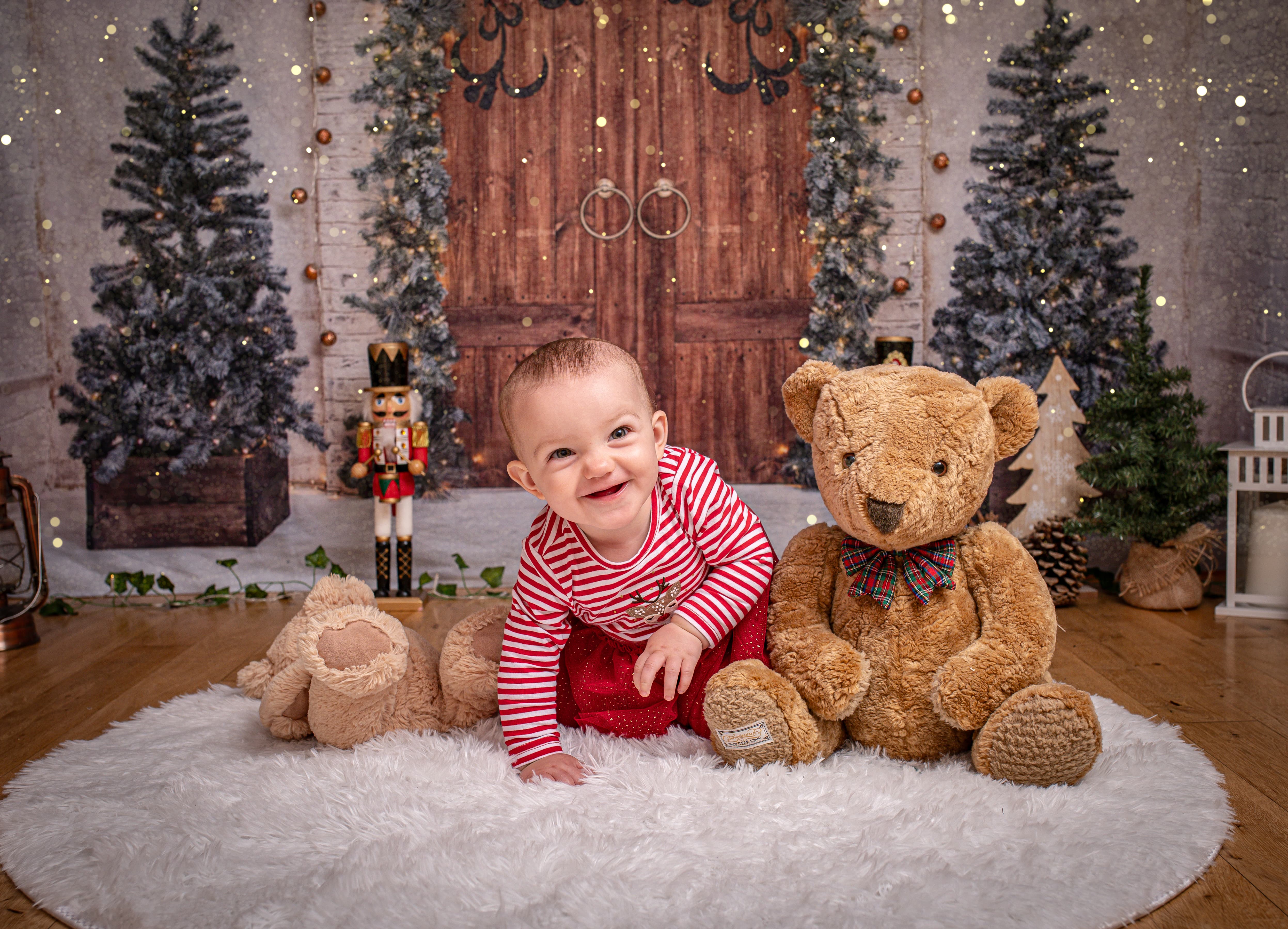 Weihnachtsbaum Holz Tür Wand Hintergrund M7-46