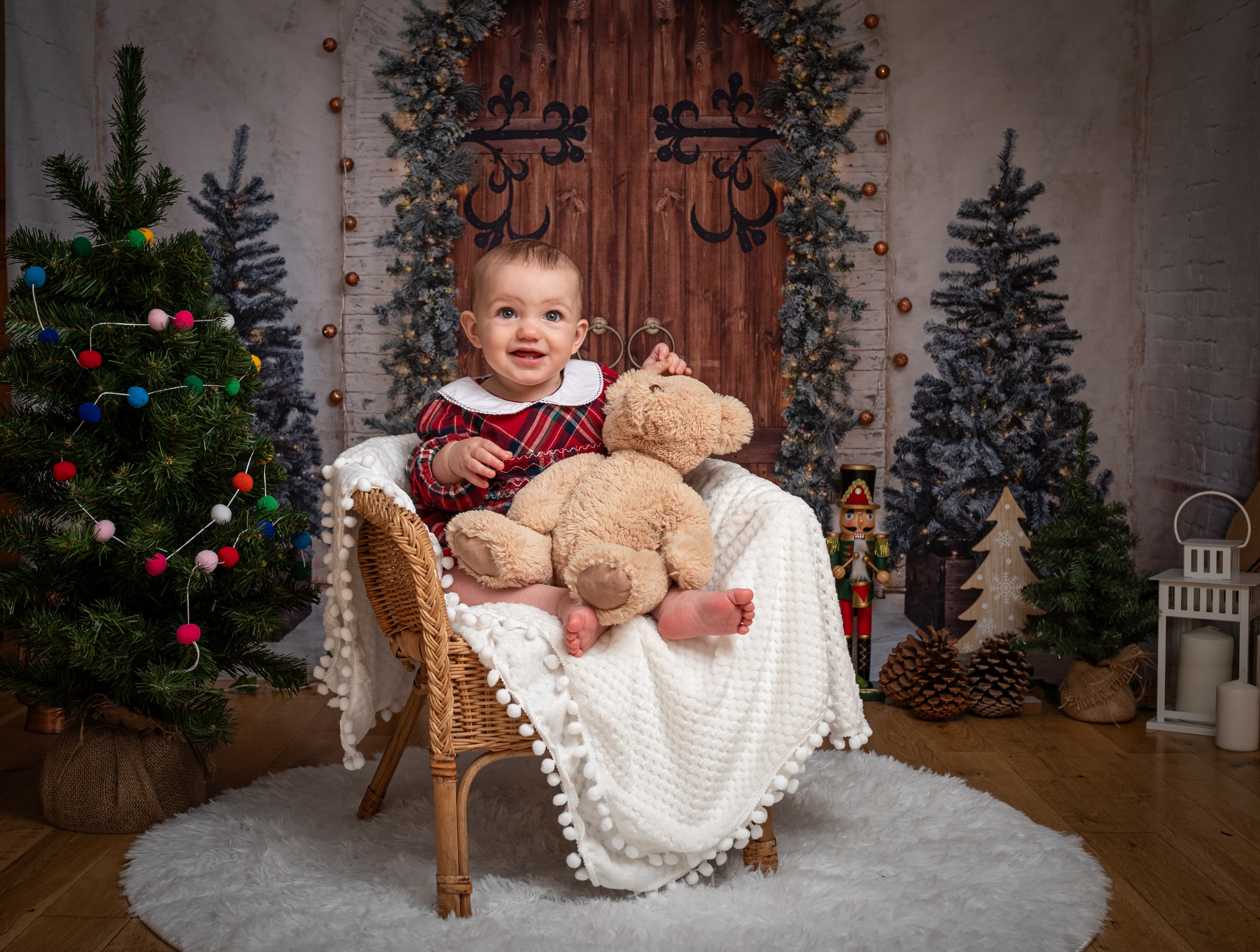 Weihnachtsbaum Holz Tür Wand Hintergrund M7-46