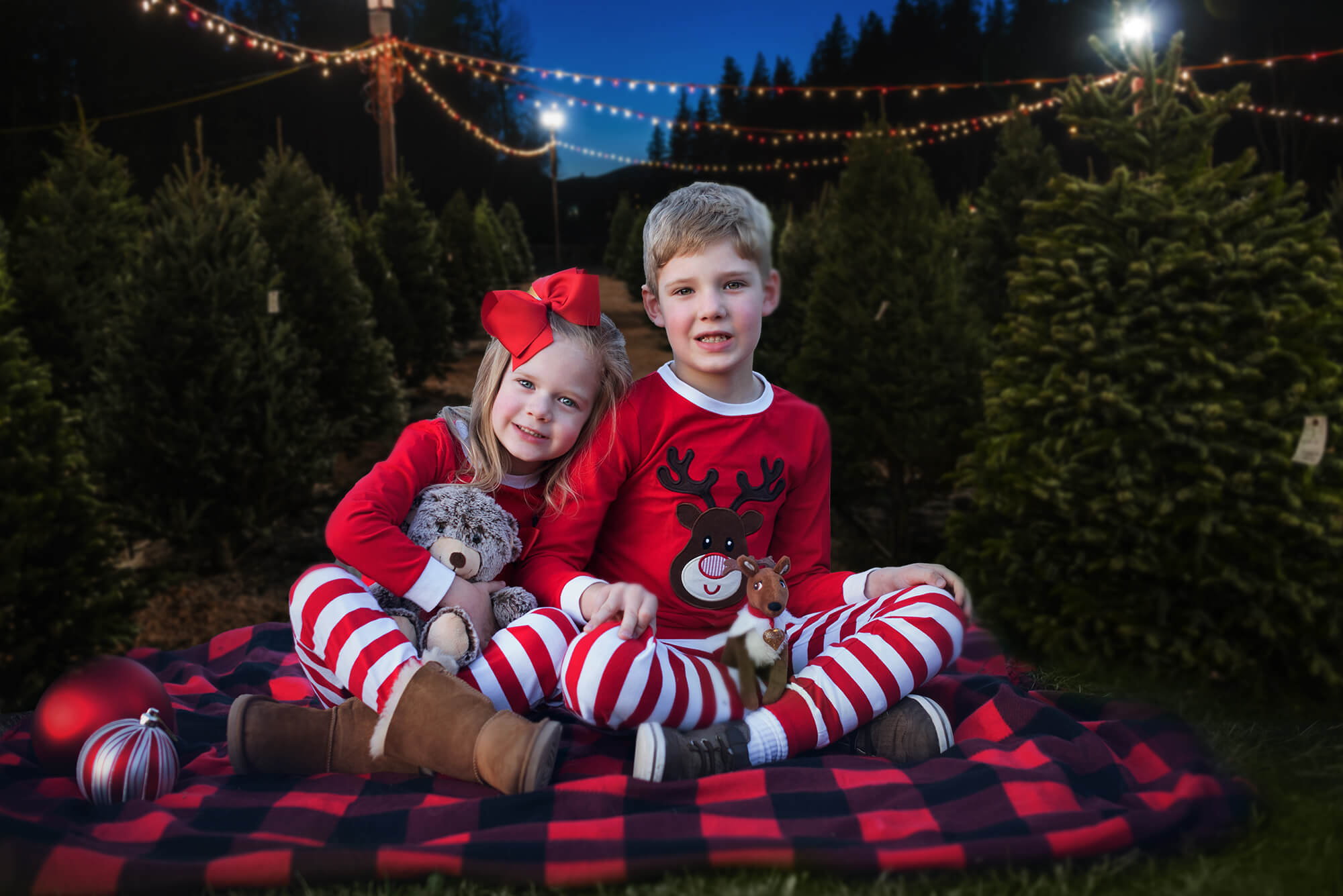 Nacht Weihnachtsbaum Bauernhof Fotografie Hintergrund M8-21