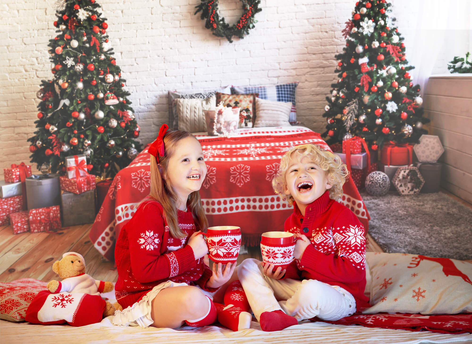 Weihnachten dekoriert Zimmer Interieur Backdrop M8-63