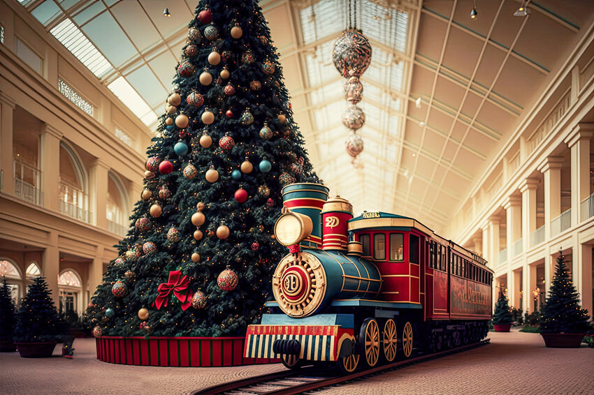 Großer Weihnachtsbaum kleiner Zug Kulisse M8-68