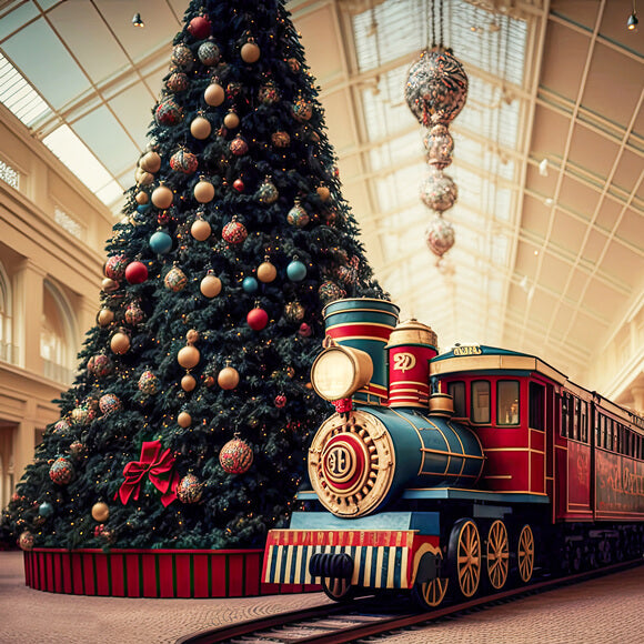 Großer Weihnachtsbaum kleiner Zug Kulisse M8-68