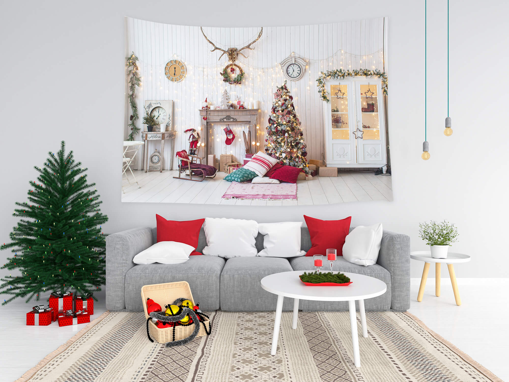 Weihnachtlich dekorierte Wohnzimmer-Kulisse M8-70