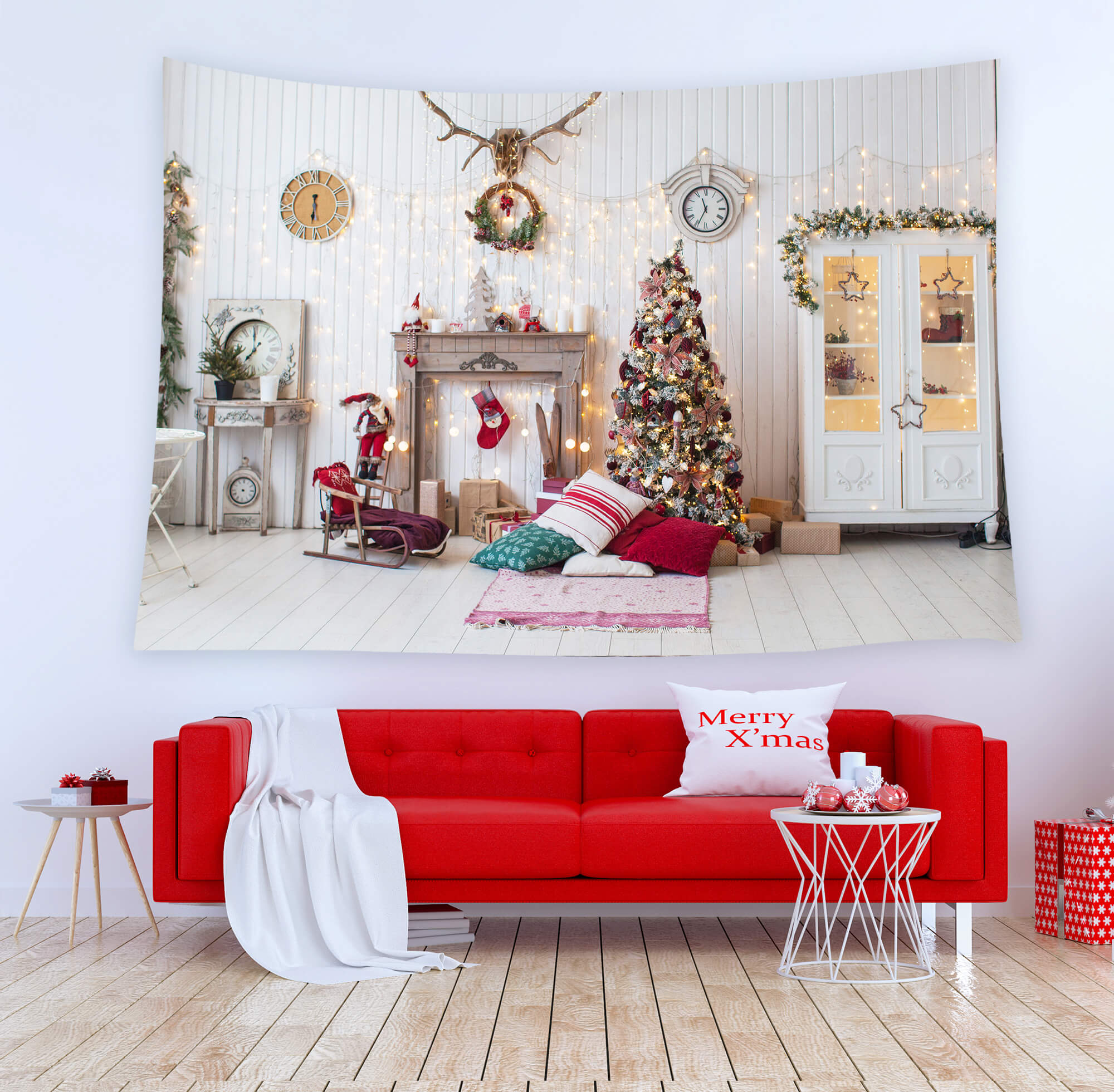 Weihnachtlich dekorierte Wohnzimmer-Kulisse M8-70