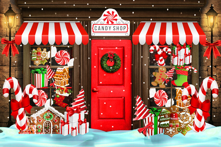 Weihnachten Candy Shop Schnee Fotografie Hintergrund M8-78（NUR 1）