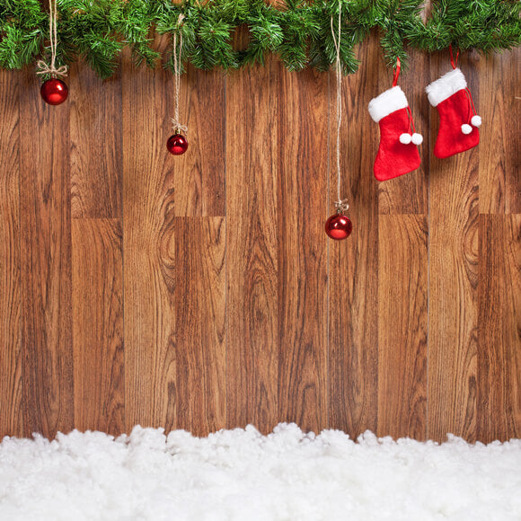 Weihnachtsstrümpfe Holzplanke Schnee Kulisse M9-04