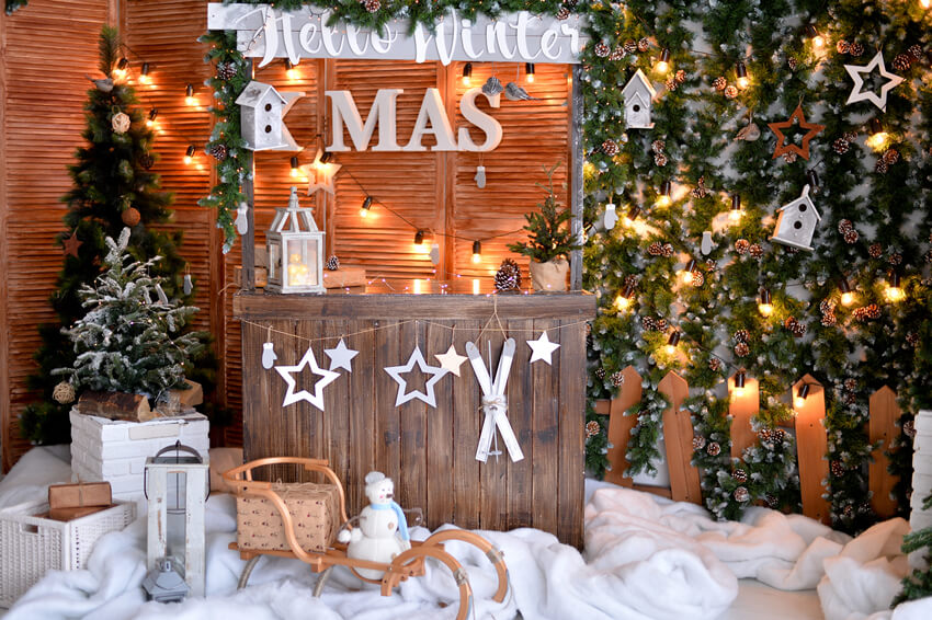 Weihnachten Shop Winter Schnee Fotografie Hintergrund M9-06