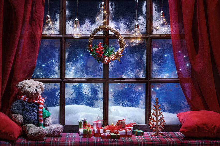 Weihnachten Fenster Winter Schnee Wunderland Kulisse M9-21