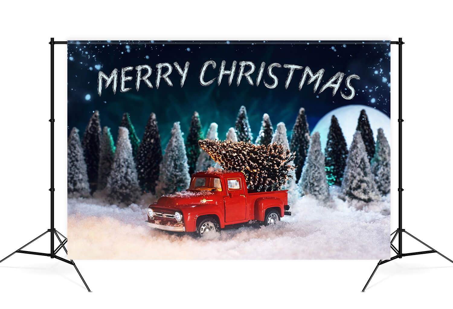 Verschneiter Wald Weihnachten roter LKW Hintergrund M9-26