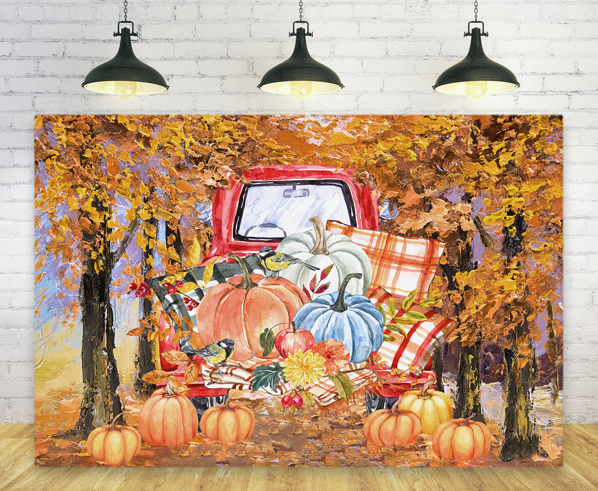Herbst Rot LKW Kürbis Thanksgiving Tag Hintergrund M9-29
