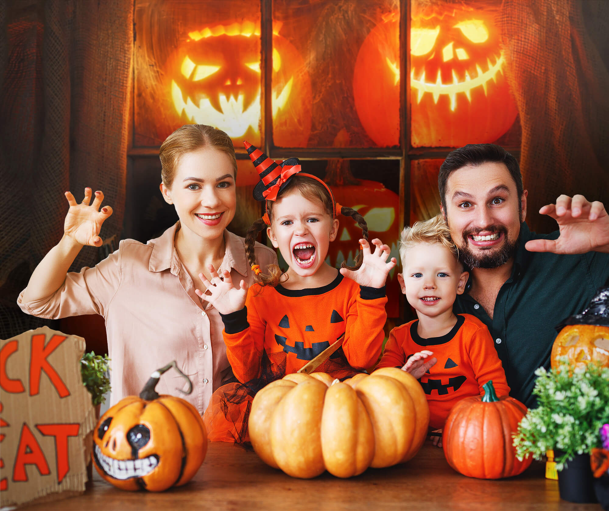 Halloween Kürbis Gespenst Gesicht Laterne Kulisse M9-45