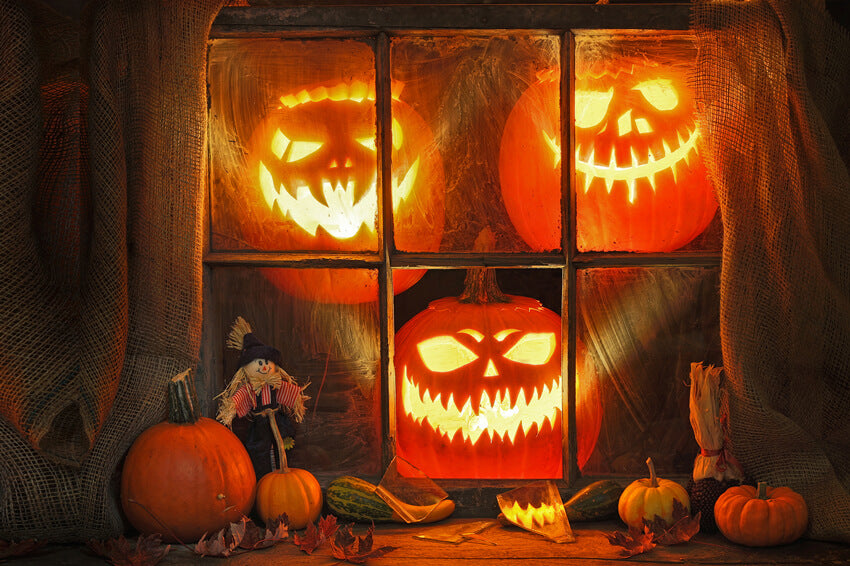 Halloween Kürbis Gespenst Gesicht Laterne Kulisse M9-45