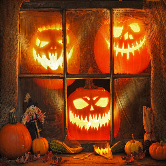Halloween Kürbis Gespenst Gesicht Laterne Kulisse M9-45