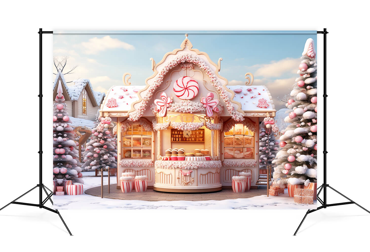 Candy World Haus Weihnachtsbaum Kulisse M9-63