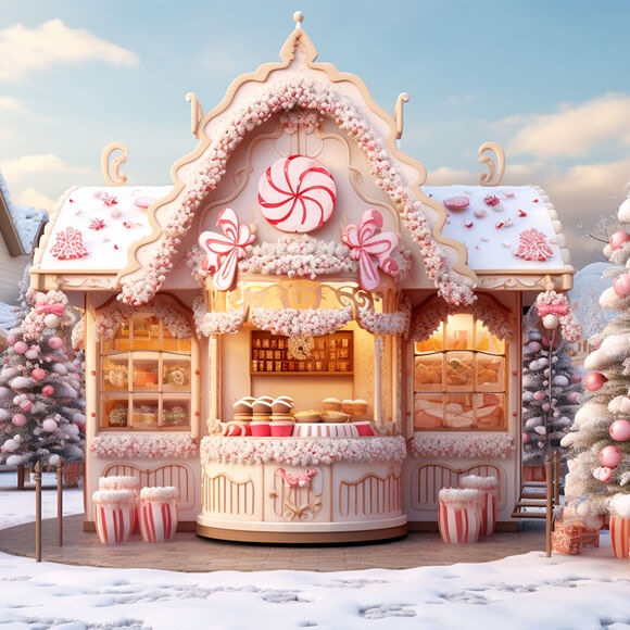 Candy World Haus Weihnachtsbaum Kulisse M9-63