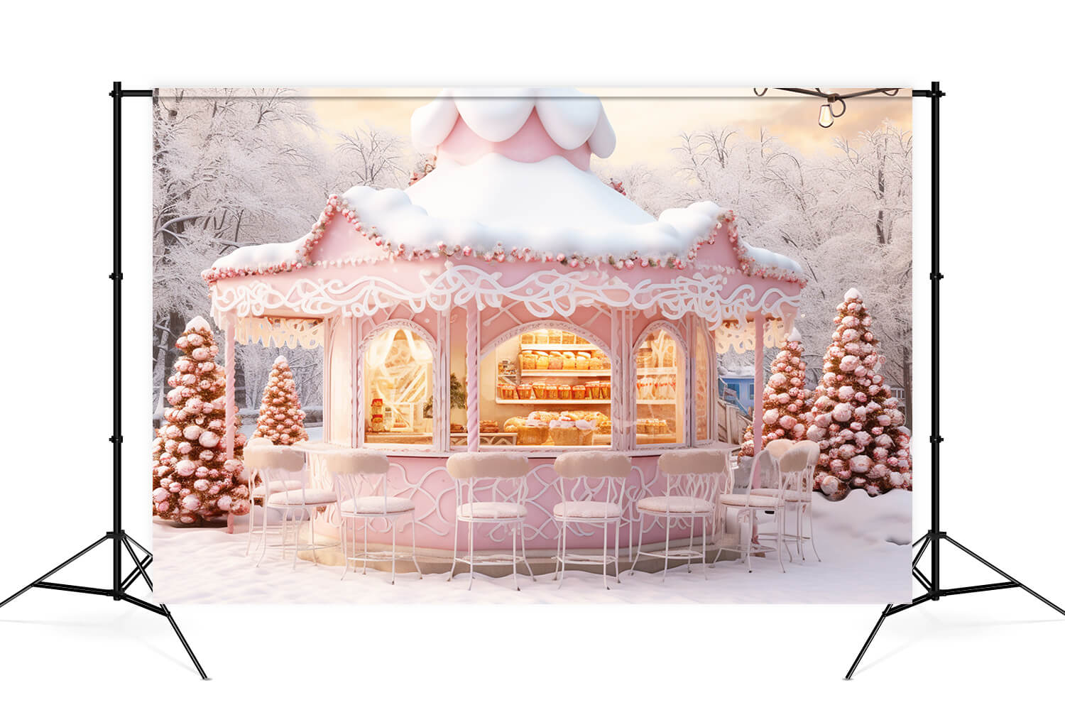 Weihnachten Rosa Candy Store Schnee Kulisse M9-64