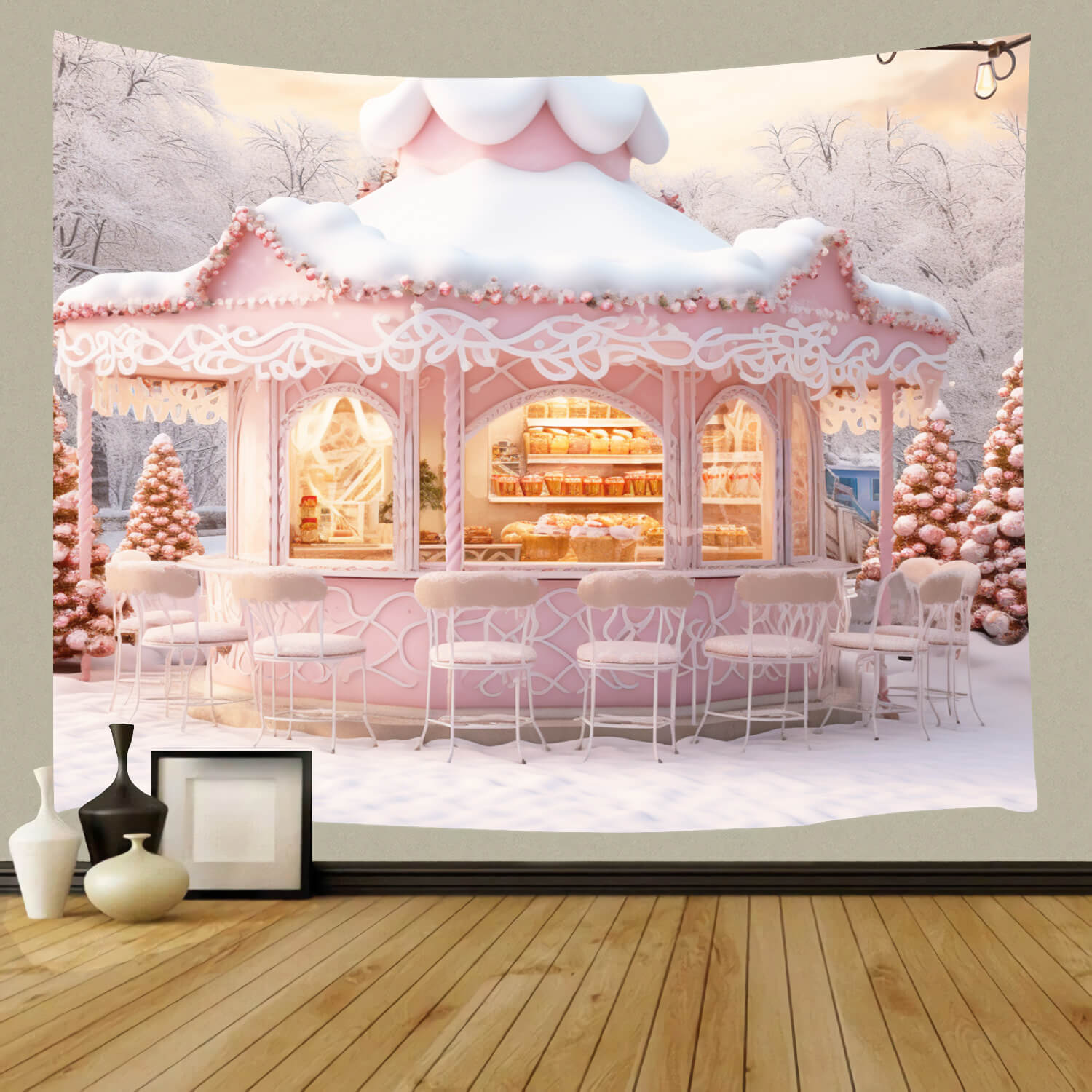 Weihnachten Rosa Candy Store Schnee Kulisse M9-64