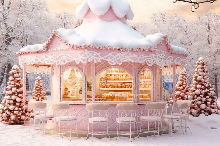 Weihnachten Rosa Candy Store Schnee Kulisse M9-64