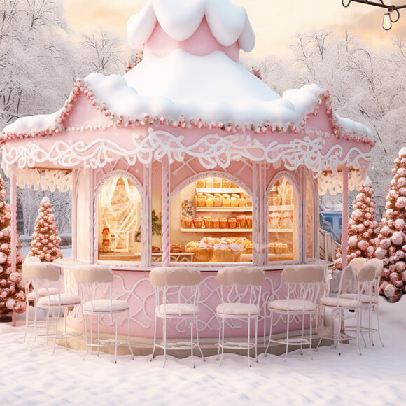 Weihnachten Rosa Candy Store Schnee Kulisse M9-64