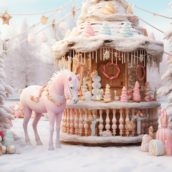 Weihnachten Candy Land Lebkuchen Backdrop M9-65