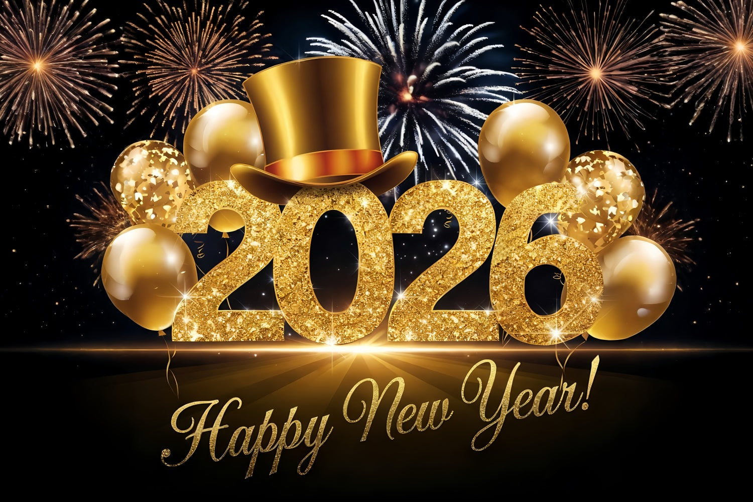 Frohes Neues Jahr Fotohintergrund Glitzerballons Festliche Jubelrufe Neujahrshintergrund MRR10-12