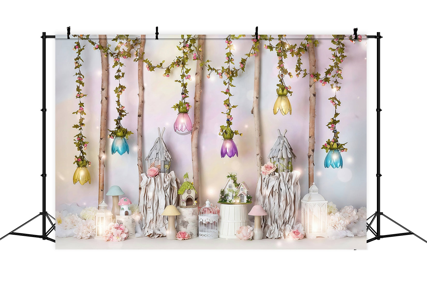 Kinder-Fotohintergrund Märchenhaftes Häuschen Blumen Neugeborenen-Hintergrund MRR10-25