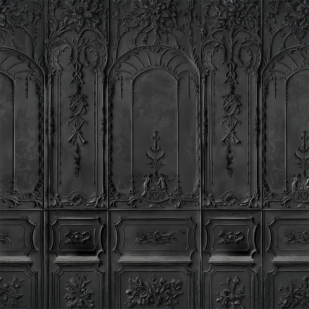 Vintage-Hintergrund Schwarz verzierte Vintage-Wand Retro-Wand-Hintergrund MRR10-38