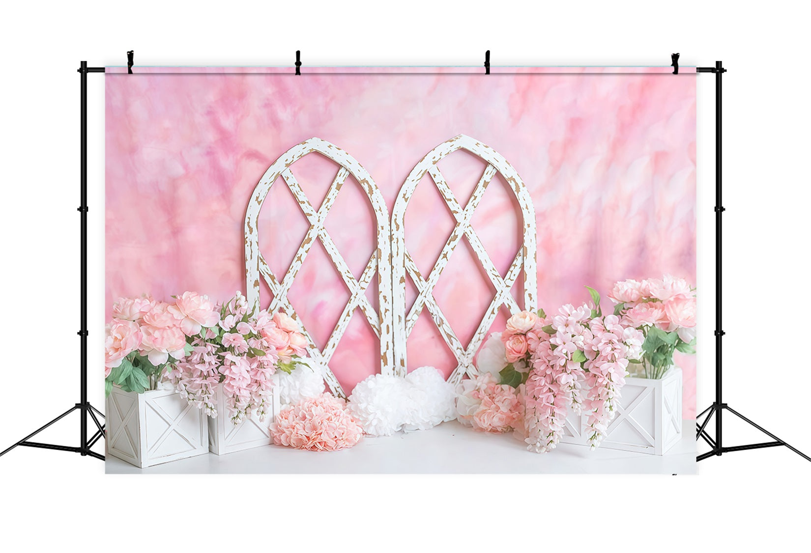 Neugeborenenkulisse Rosa Blumenbogen Blumen Kinderkulissen MRR10-40