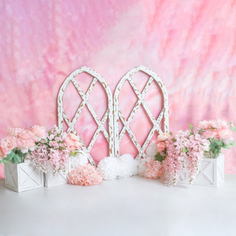 Neugeborenenkulisse Rosa Blumenbogen Blumen Kinderkulissen MRR10-40