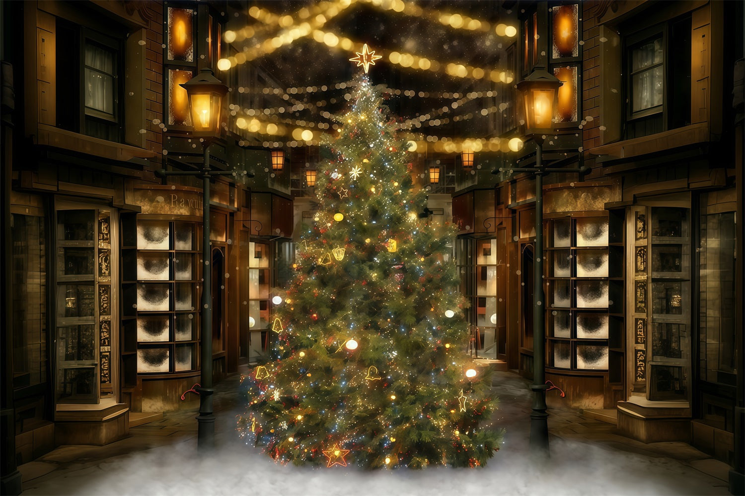 Weihnachtsbaumkulisse Festliche Nachtstraße Weihnachtskulisse MRR10-42