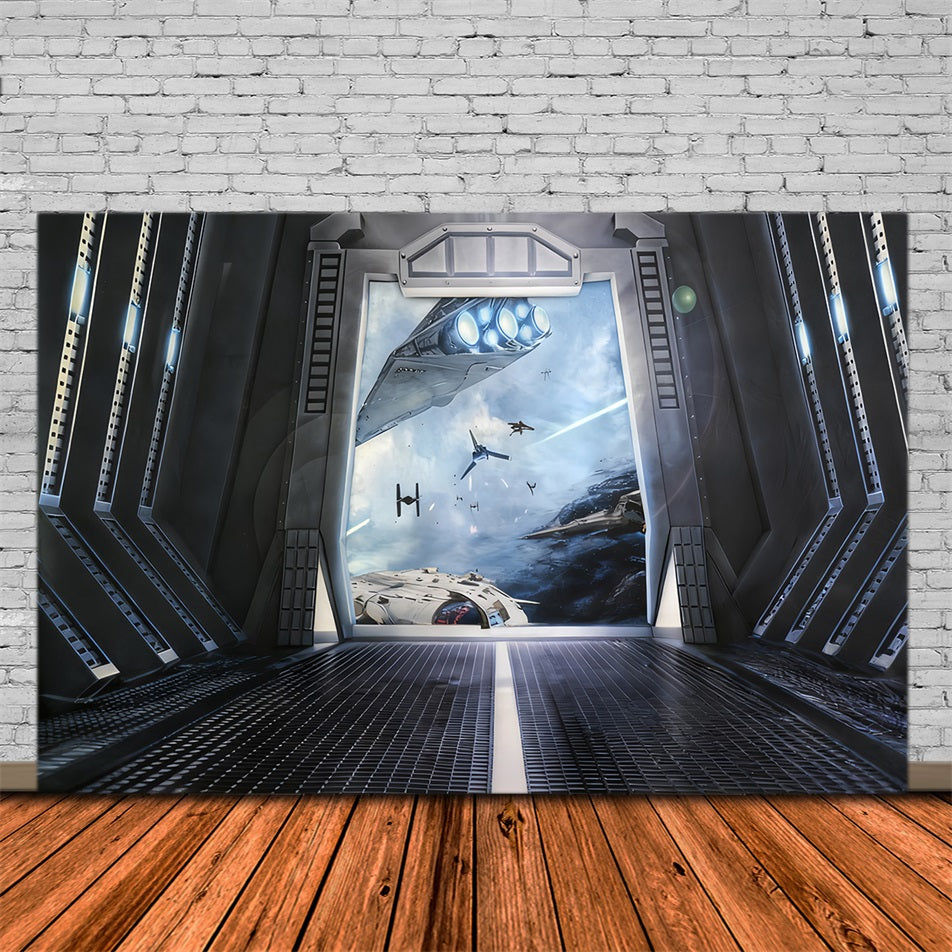 Kinderhintergründe Weltraum Tür Schiff Kinder-Fotohintergrund MRR10-48