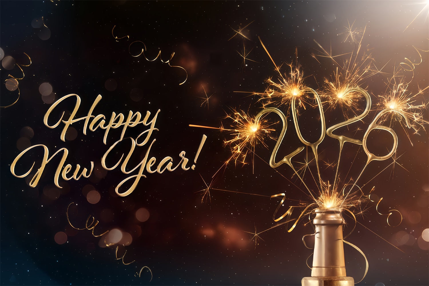 2026 Neujahr Hintergrund Funkelnder Champagner Feier Silvester Hintergrund MRR10-6
